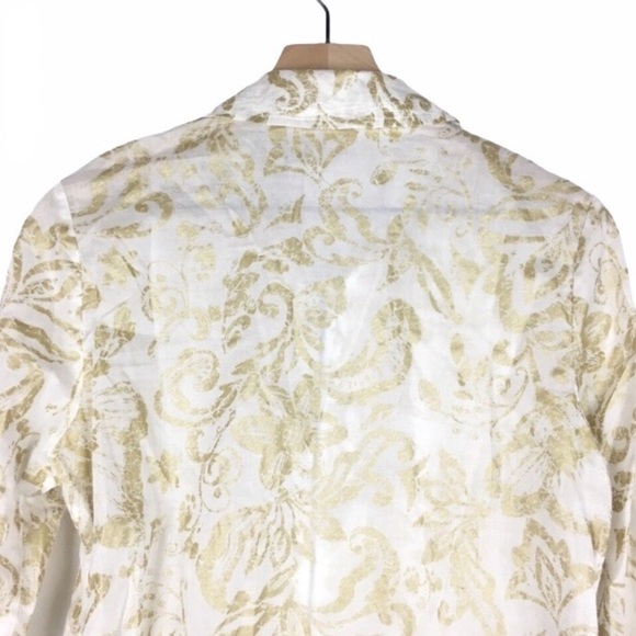 CHICO’S Jacket Wind Metallic Lightweight Paisley Athleisure Gold Size 1 Medium - Picture 5 of 9